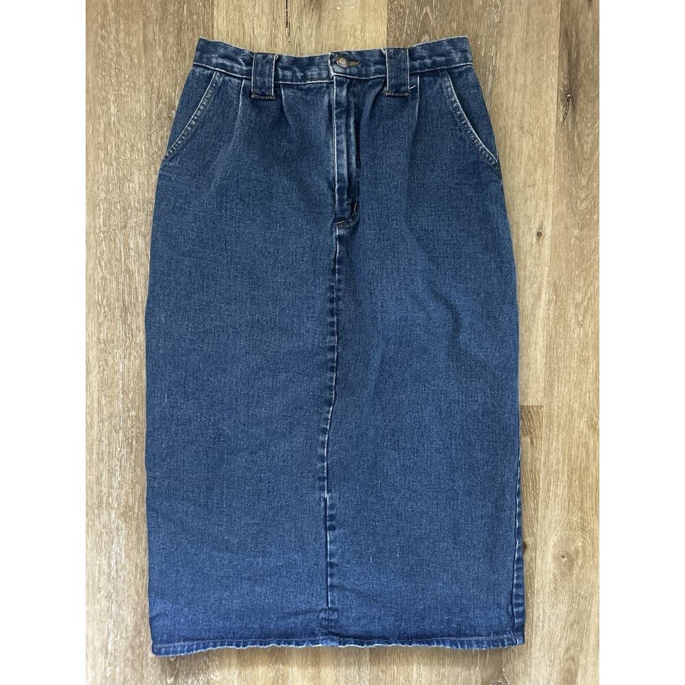 Vintage 90s Crossroads Denim Pencil Skirt‎ Made in USA High Waist Midi